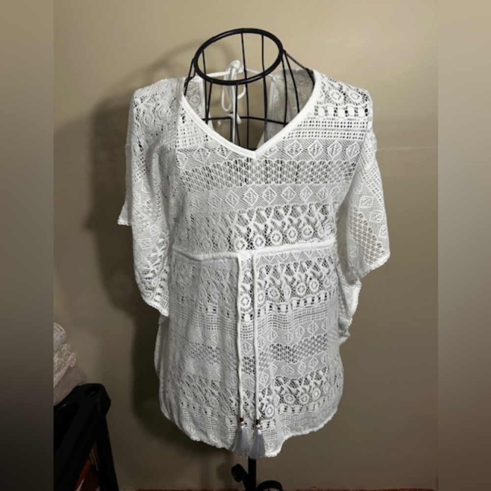 swimming size small cover up womens bikini swim suit coverup  boho white